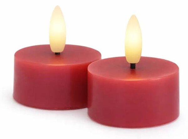 SIRIUS Sada LED čajové svíčky na baterie Sille Tealight, Ø 4,5 × 2,2 cm, švestkové, z pravého vosku, balení 2 ks