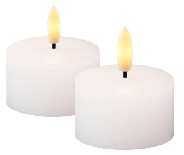 SIRIUS Sada LED čajové svíčky na baterie Sille Tealight, Ø 4,5 × 2,2 cm, bílé, z pravého vosku, balení 2 ks