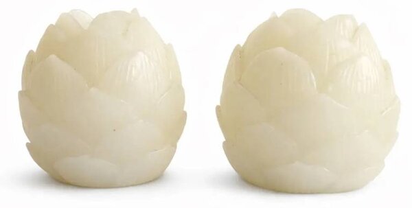 LED svíčky z pravého vosku lotosové květy DIA, ø 6 × 7cm, sada 2 ks, bílá, na baterie CR2032