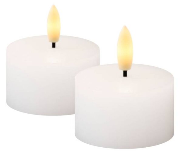 SIRIUS Sada LED čajové svíčky na baterie Sille Tealight, Ø 6 × 3,4 cm, bílé, z pravého vosku, balení 2 ks