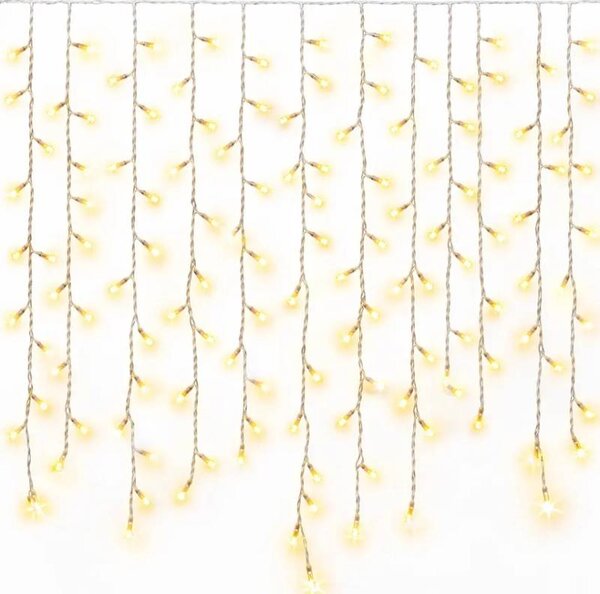 DECOLED Easy Fix venkovní LED rampouchy, světelné krápníky, 300 × 90 cm, teple bílá s FLASH, 174 diod, bílý kabel, IP67, prodlužovací