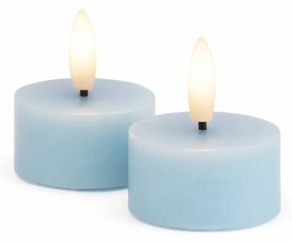 SIRIUS Sada LED čajové svíčky na baterie Sille Tealight, Ø 4,5 × 2,2 cm, modrá obloha, z pravého vosku, balení 2 ks