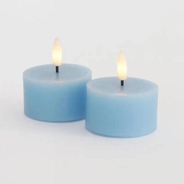 SIRIUS Sada LED čajové svíčky na baterie Sille Tealight, Ø 6 × 3,4 cm, modrá obloha, z pravého vosku, balení 2 ks