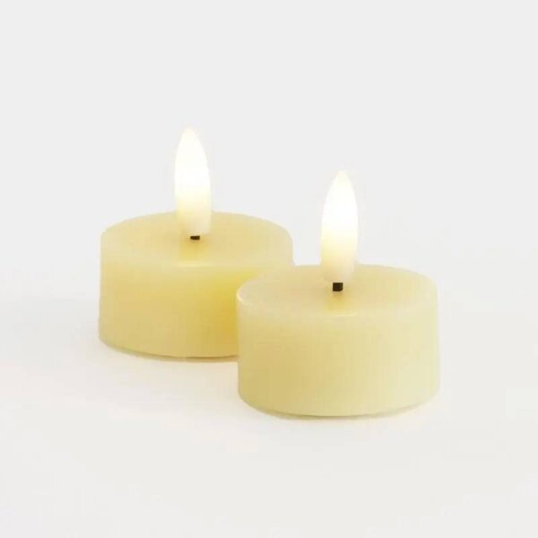 SIRIUS Sada LED čajové svíčky na baterie Sille Tealight, Ø 4,5 × 2,2 cm, jemně žlutá, z pravého vosku, balení 2 ks