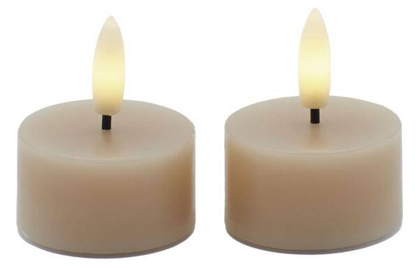 SIRIUS Sada LED čajové svíčky na baterie Sille Tealight, Ø 4,5 × 2,2 cm, světlý karamel, z pravého vosku, balení 2 ks