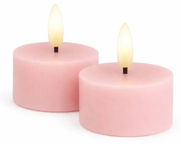 SIRIUS Sada LED čajové svíčky na baterie Sille Tealight, Ø 6 × 3,4 cm, jemně růžová, z pravého vosku, balení 2 ks