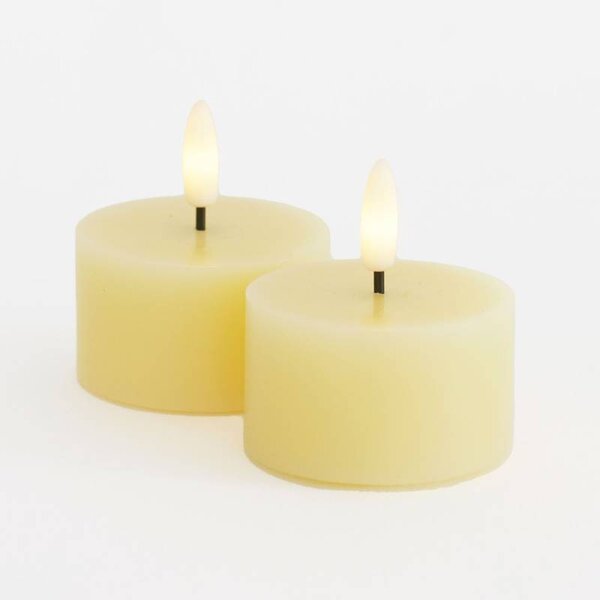 SIRIUS Sada LED čajové svíčky na baterie Sille Tealight, Ø 6 × 3,4 cm, světle žlutá, z pravého vosku, 2 kusy