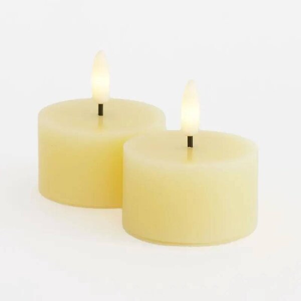 SIRIUS Sada LED čajové svíčky na baterie Sille Tealight, Ø 6 × 3,4 cm, světle žlutá, z pravého vosku, 2 kusy