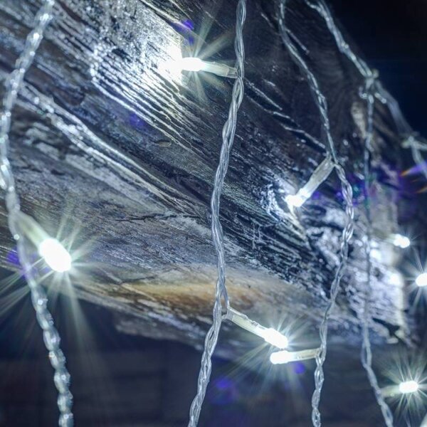 DECOLED Hobby Line LED světelný závěs do okna, 200 × 100 cm, ledově bílá, 100 diod, čirý kabel, IP20 do interiéru, prodlužovací