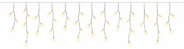 Eco Fix venkovní LED rampouchy, světelné, 200 × 50 cm, teple bílá, 60 diod, 36 V, bílý kabel, IP44, prodlužovací