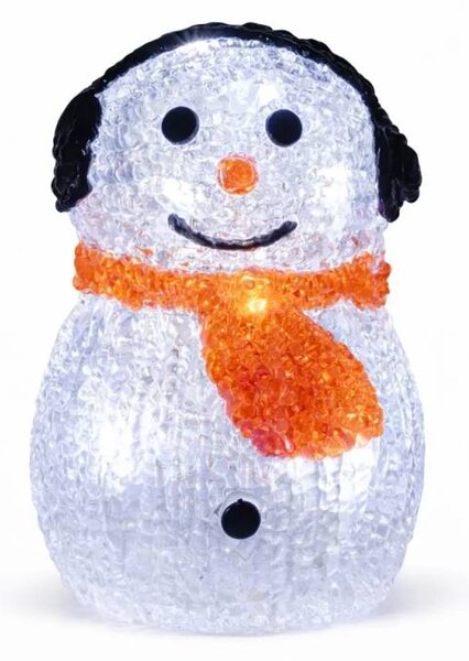 DECOLED 3D LED světelný sněhulák, 15 cm, na baterie, hliník