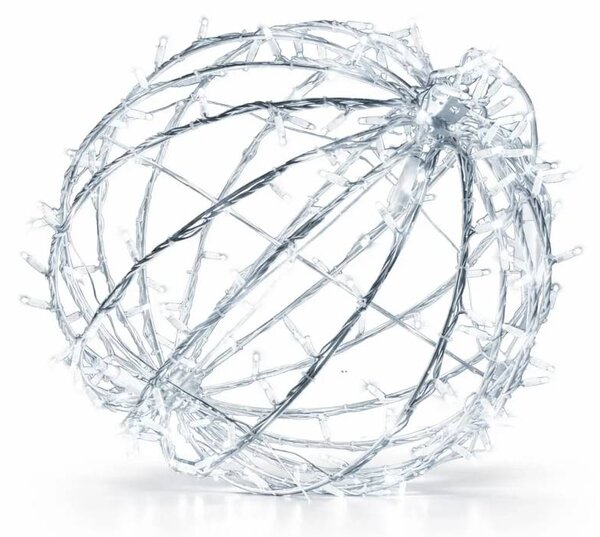 DECOLED Easy fix 3D LED svítící koule, skládací, pr. 60 cm, ledově bílá, bílý kabel, IP67, hliník