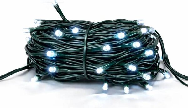 DECOLED Hobby Line LED světelný řetěz, venkovní, 4 m, ledově bílá, 32 diod, tmavě zelený kabel, IP44, prodlužovací