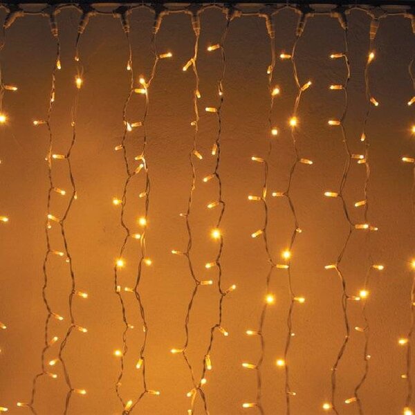 DECOLED Easy Fix LED světelný závěs venkovní, 100 × 500 cm, teple bílá, 500 diod, bílý kabel, IP67, prodlužovací