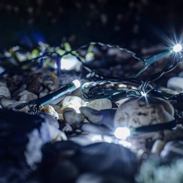 DECOLED Hobby Line LED světelný řetěz, venkovní, 4 m, ledově bílá, 32 diod, tmavě zelený kabel, IP44, prodlužovací