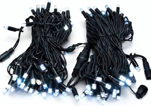 DECOLED Easy Fix LED světelný řetěz, 20 m, venkovní, ledově bílá s FLASH, 120 diod, černý kabel, IP67
