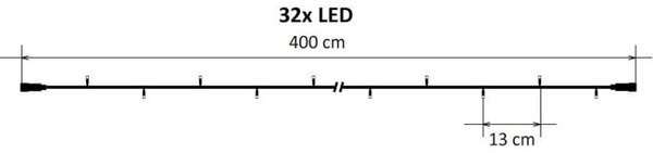 DECOLED Hobby Line LED světelný řetěz, venkovní, 4 m, ledově bílá, 32 diod, tmavě zelený kabel, IP44, prodlužovací