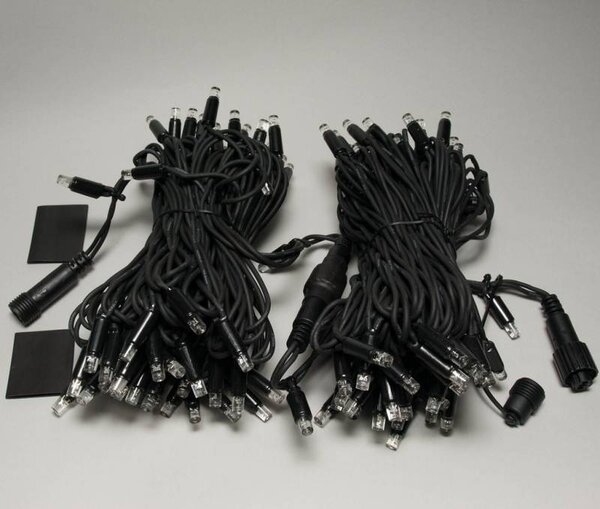 DECOLED Easy Fix LED světelný řetěz, 20 m, venkovní, ledově bílá s FLASH, 120 diod, černý kabel, IP67