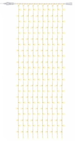 DECOLED Easy Fix LED světelný závěs interiér, 100 × 300 cm, teple bílá, 300 diod, 10 pramenů, čirý kabel, IP20, prodlužovací