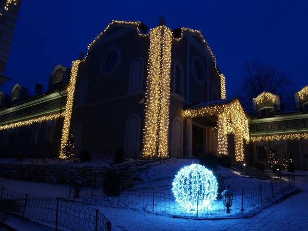 DECOLED Easy Fix LED světelný závěs venkovní, 100 × 1200 cm, teple bílá, 1200 diod, bílý kabel, IP67, prodlužovací