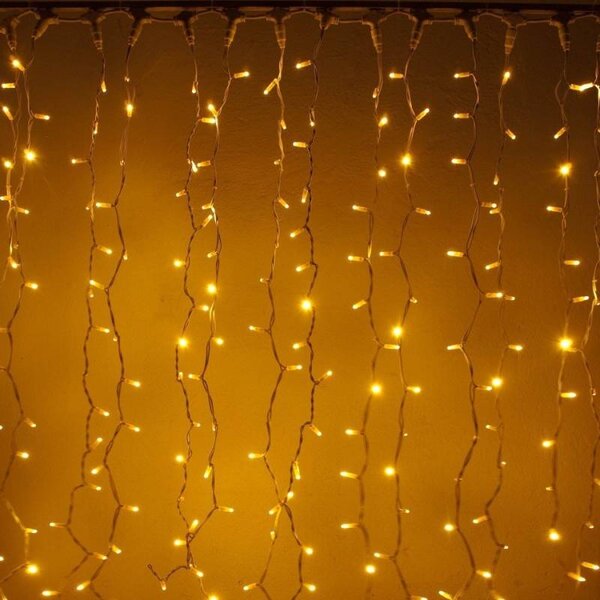 DECOLED Easy Fix LED světelný závěs venkovní, 100 × 1200 cm, teple bílá, 1200 diod, bílý kabel, IP67, prodlužovací