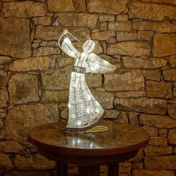 DECOLED 3D LED svítící anděl venkovní s trubkou 50 cm, ledově bílá s Flash, IP44, 24 V