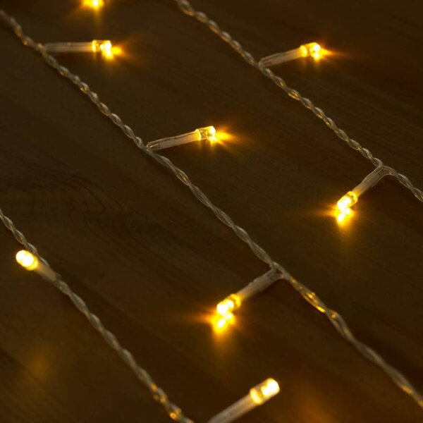 DECOLED Hobby Line LED světelný závěs do okna, 200 × 200 cm, teple bílá, 200 diod, čirý kabel, IP20 do interiéru, prodlužovací