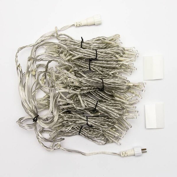 DECOLED Hobby Line LED světelný závěs do okna, 200 × 200 cm, teple bílá, 200 diod, čirý kabel, IP20 do interiéru, prodlužovací