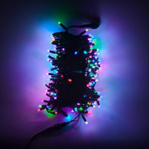 DECOLED Easy Fix RGB LED světelný řetěz, 20 m, venkovní, 200 diod, černý kabel, IP67