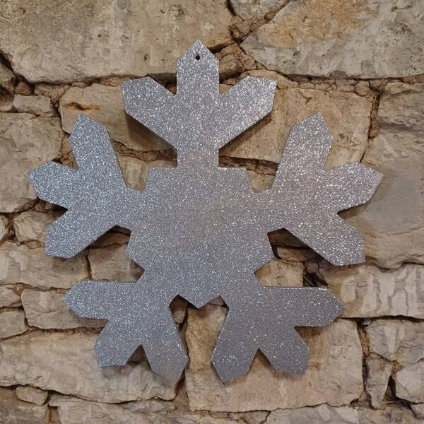 DECOLED Vánoční ozdoba vločka I, pr. 15 cm, stříbrná, překližka, venkovní