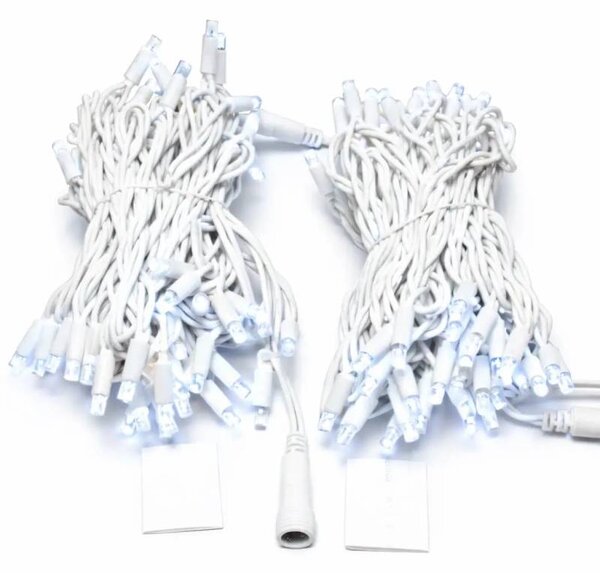 DECOLED Easy Fix LED světelný řetěz, 20 m, venkovní, ledově bílá, 120 diod, bílý kabel, IP67