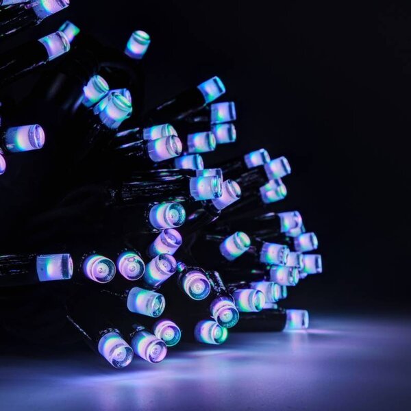DECOLED Easy Fix RGB LED světelný řetěz, 20 m, venkovní, 200 diod, černý kabel, IP67