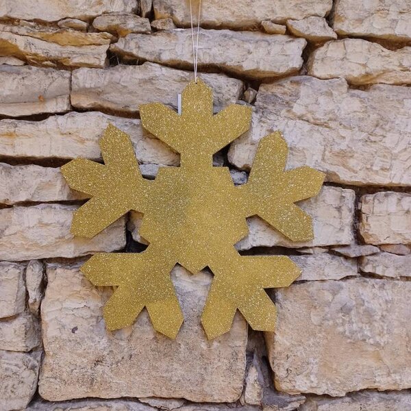 DECOLED Vánoční ozdoba vločka I, pr. 40 cm, zlatá, překližka, venkovní