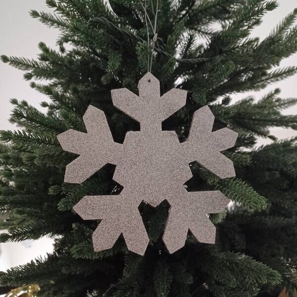 DECOLED Vánoční ozdoba vločka I, pr. 15 cm, stříbrná, překližka, venkovní