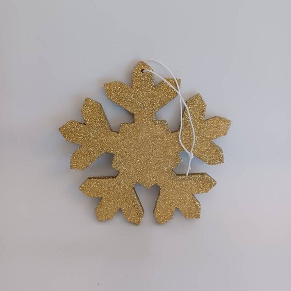 DECOLED Vánoční ozdoba vločka I, pr. 15 cm, zlatá, překližka, venkovní