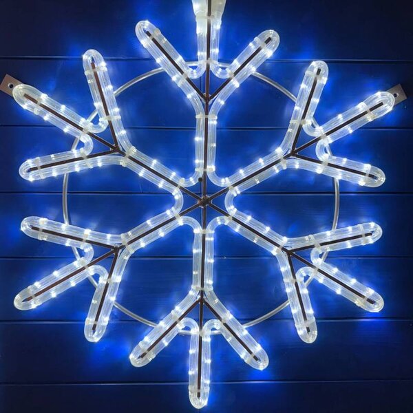 DECOLED Easy Fix 2D LED světelná vločka III., Ø 83 cm, ledově bílá, závěsný, hliník