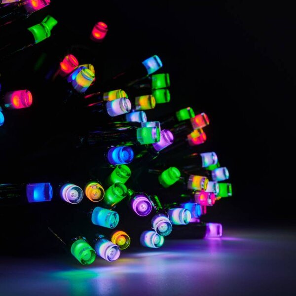 DECOLED Easy Fix RGB LED světelný řetěz, 20 m, venkovní, 200 diod, černý kabel, IP67