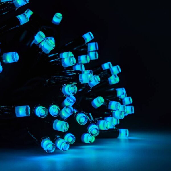 DECOLED Easy Fix RGB LED světelný řetěz, 20 m, venkovní, 200 diod, černý kabel, IP67