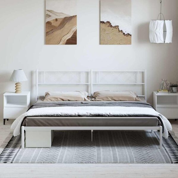 VidaXL Kovový rám postele s čelem 183 x 213 cm [372282] Barva: Bílá