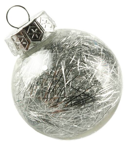DECOLED Sada vánočních ozdob stříbrná 6 cm plastové baňky, balení 25 ks