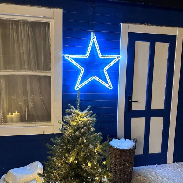 DECOLED Easy Fix 2D LED světelná hvězda VI., 70 × 74 cm, ledově bílá, závěsná, hliník