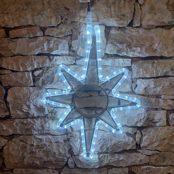 DECOLED Easy Fix 2D LED světelná hvězda X., 67 × 100 cm, ledově bílá, závěsná, hliník