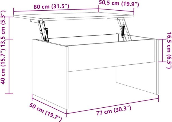 VidaXL Konferenční stolek 80 x 50,5 x 41,5 cm kompozitní dřevo [809642] Barva: dub sonoma
