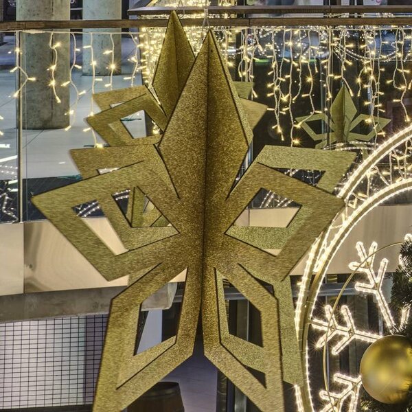 DECOLED Vánoční ozdoba zlatá hvězda, 3D, 80 cm