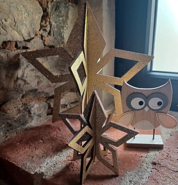 DECOLED Vánoční ozdoba zlatá hvězda, 3D, 30 cm