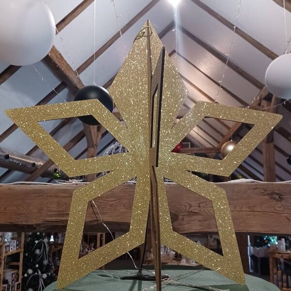 DECOLED Vánoční ozdoba zlatá hvězda, 3D, 80 cm