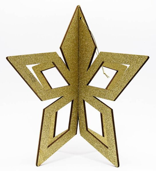 DECOLED Vánoční ozdoba zlatá hvězda, 3D, 30 cm