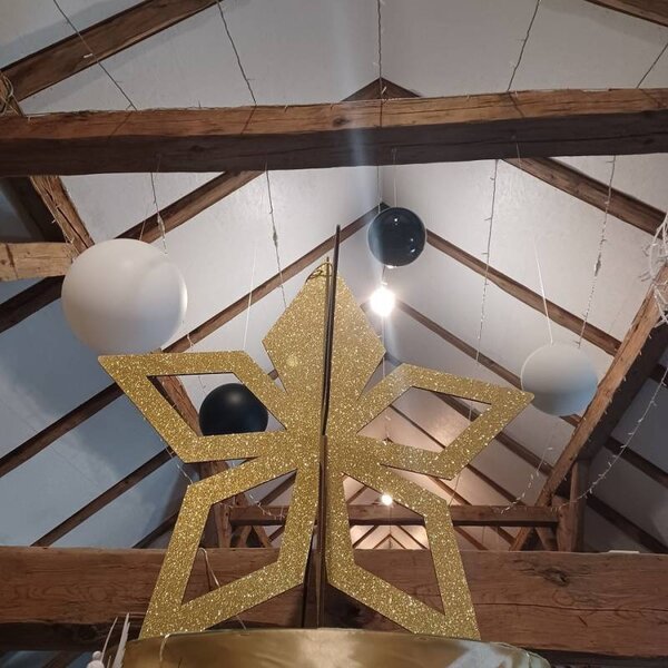 DECOLED Vánoční ozdoba zlatá hvězda, 3D, 80 cm