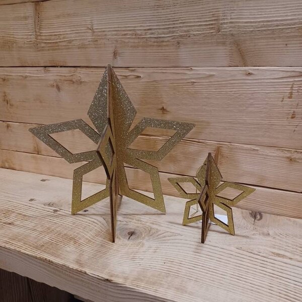 DECOLED Vánoční ozdoba zlatá hvězda, 3D, 30 cm