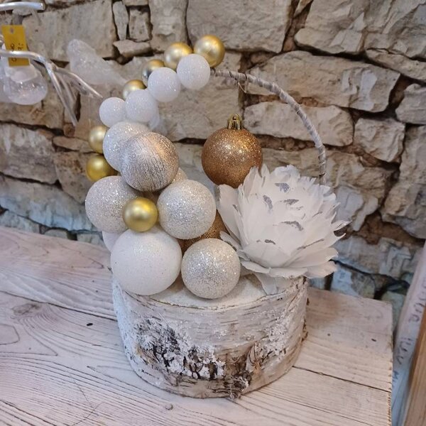 DECOLED Vánoční ozdoba z peříček, 12 cm, bílá, peří